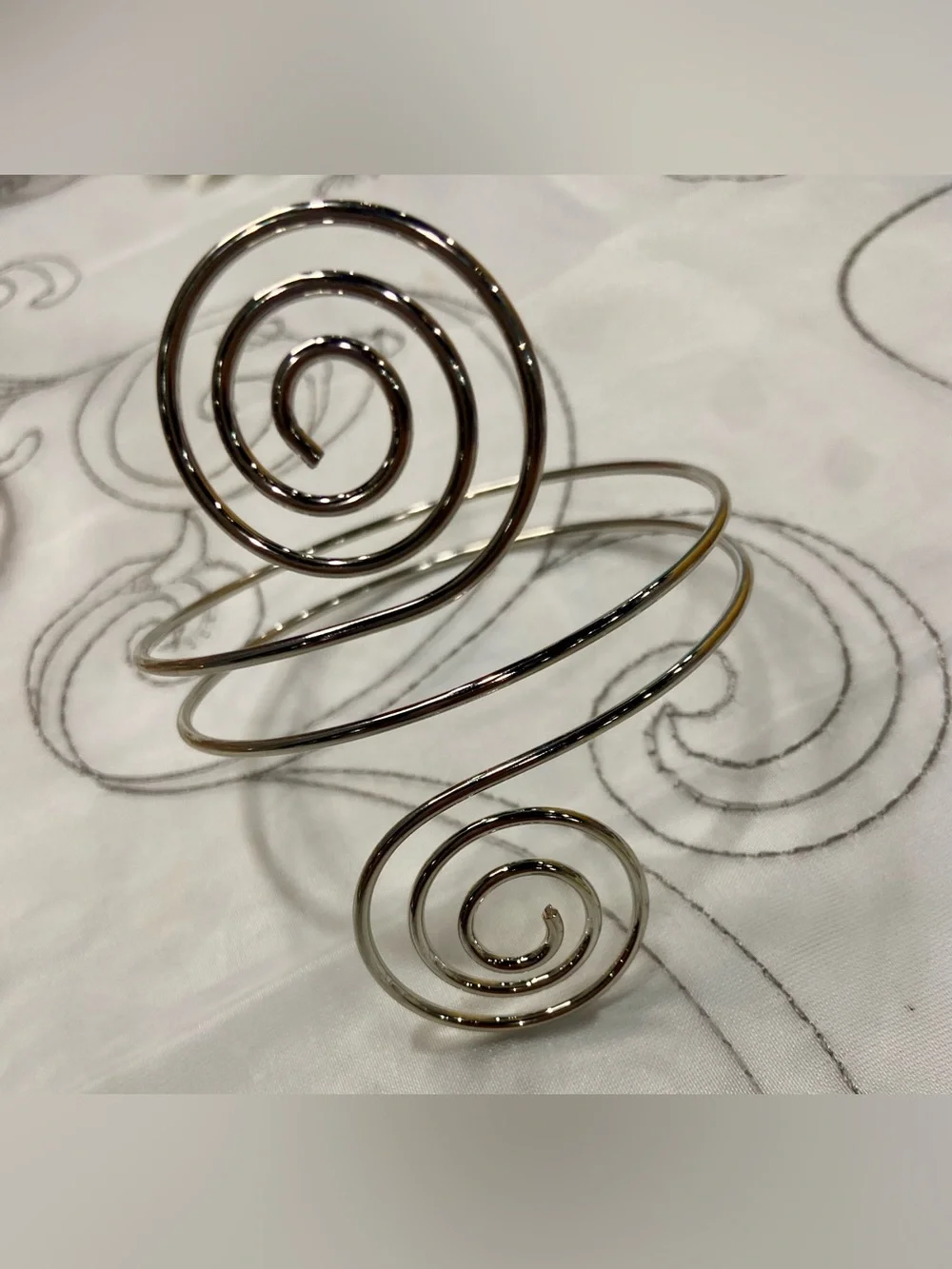 Spiral Cuff Bracelet/Arm Band in Metallic Silver